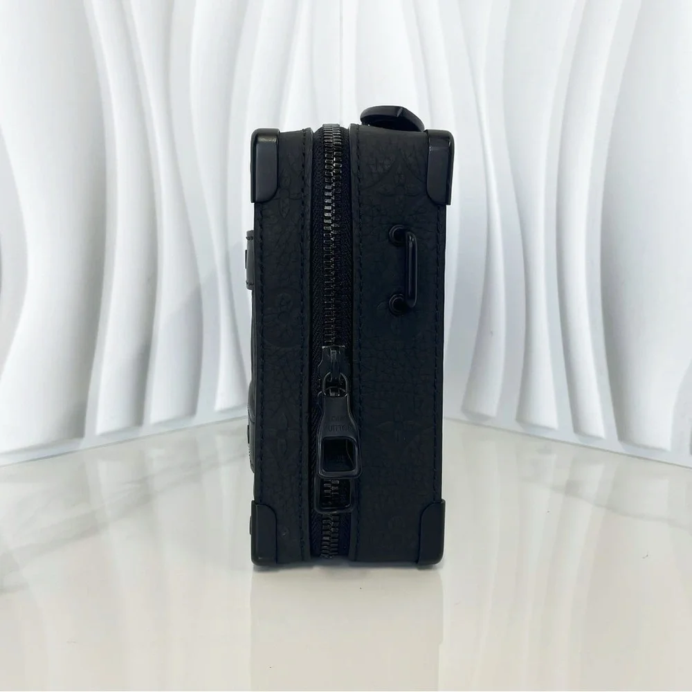 Louis Vuitton Black Monogram Embossed Leather Soft Trunk Crossbody Bag - Picture 6 of 12